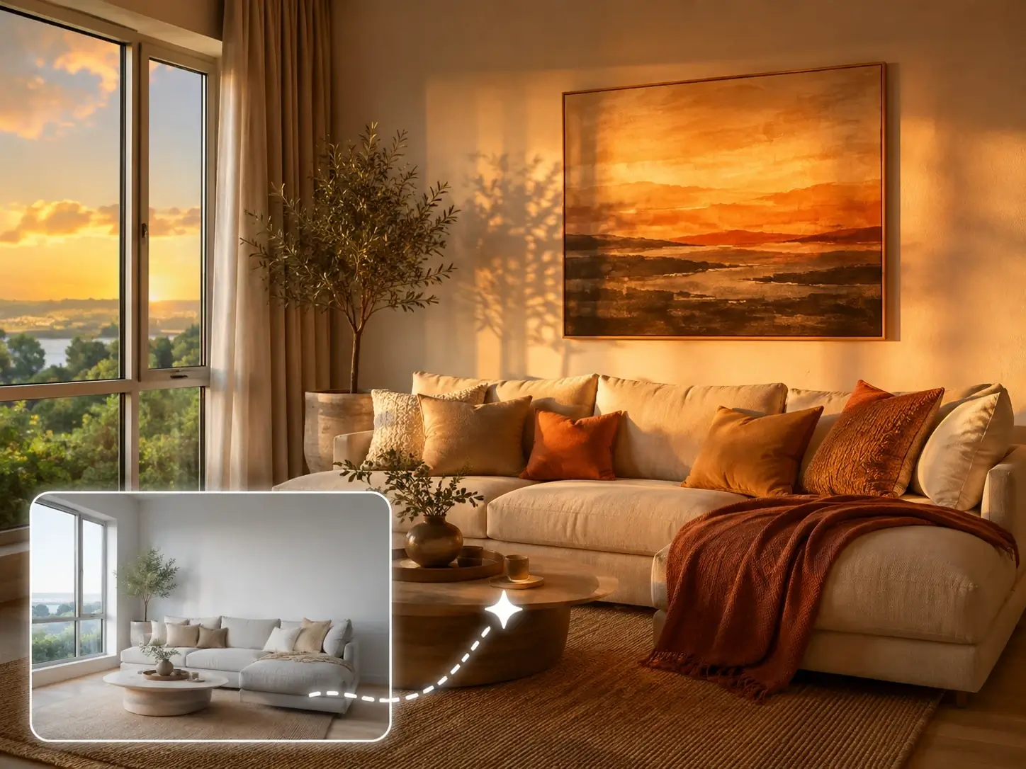 Before and after example for AI Image Editor