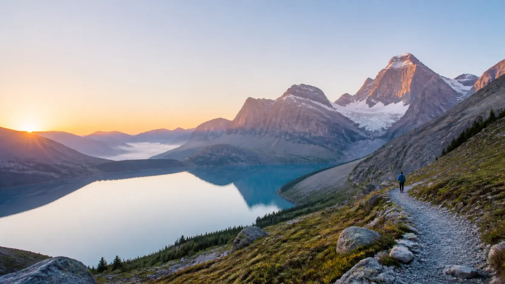 Wide mountain landscape prepared for a 16:9 cover image crop