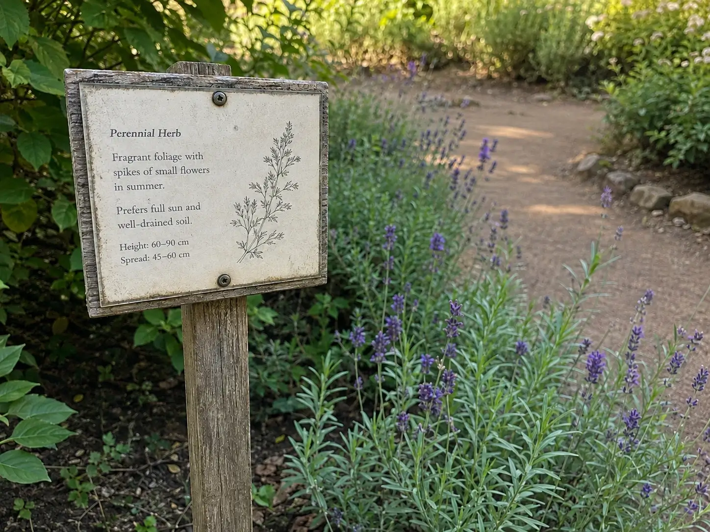 Botanical garden sign with clearer printed text after enhancement